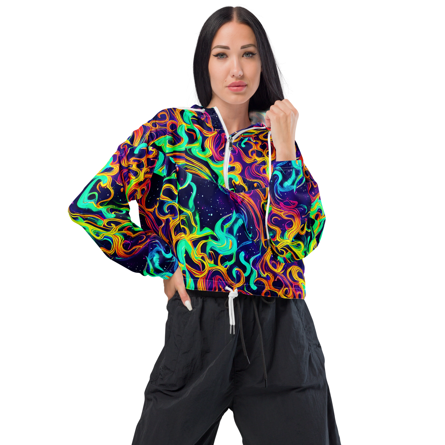 Women's Cropped Windbreaker - Cheston Swirl