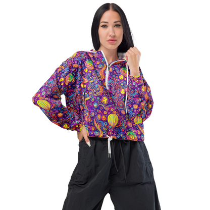 Women's Cropped Windbreaker - Festival of Whimsy