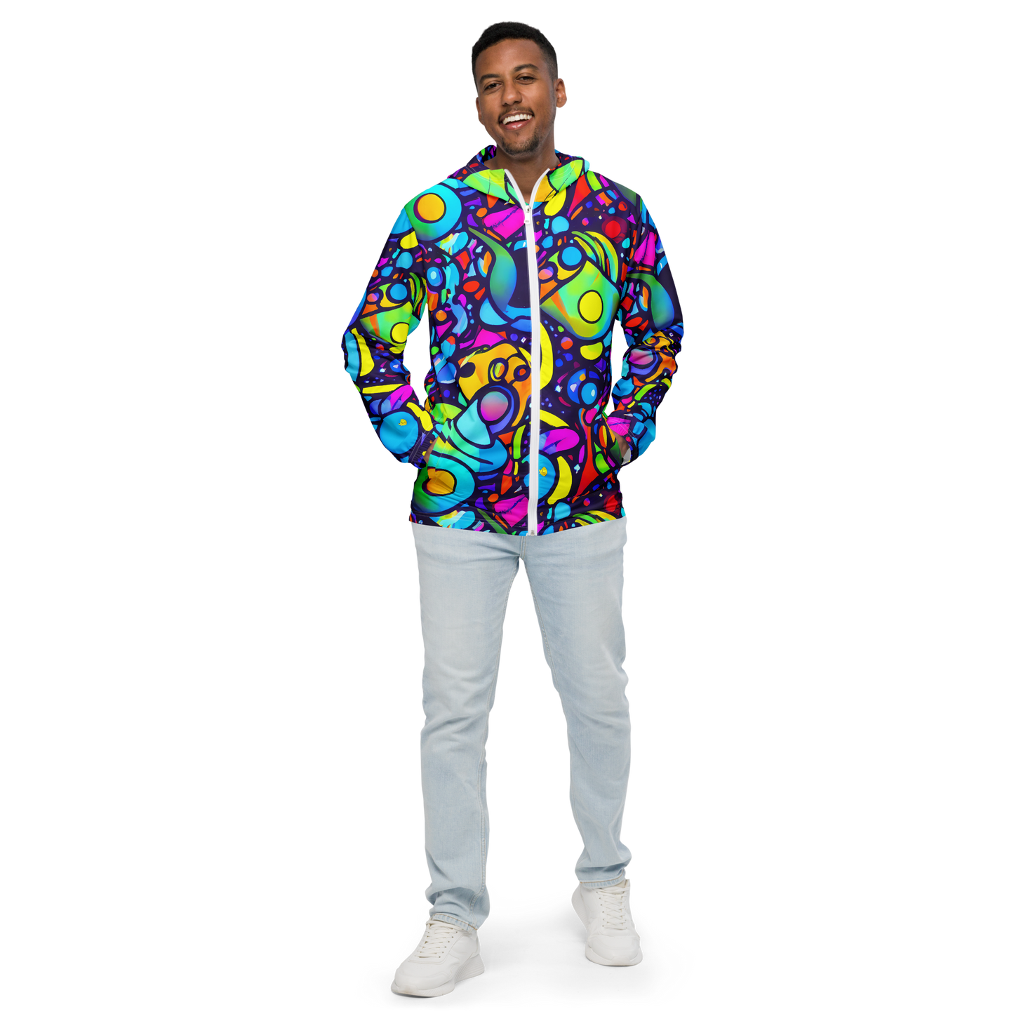 Men's Windbreaker - Neon Graffscape