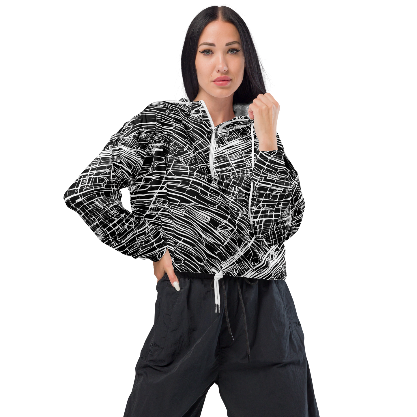 Women's Cropped Windbreaker - List's Labyrinth