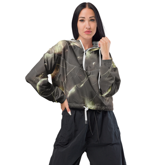 Women's Cropped Windbreaker - Nebula Veins