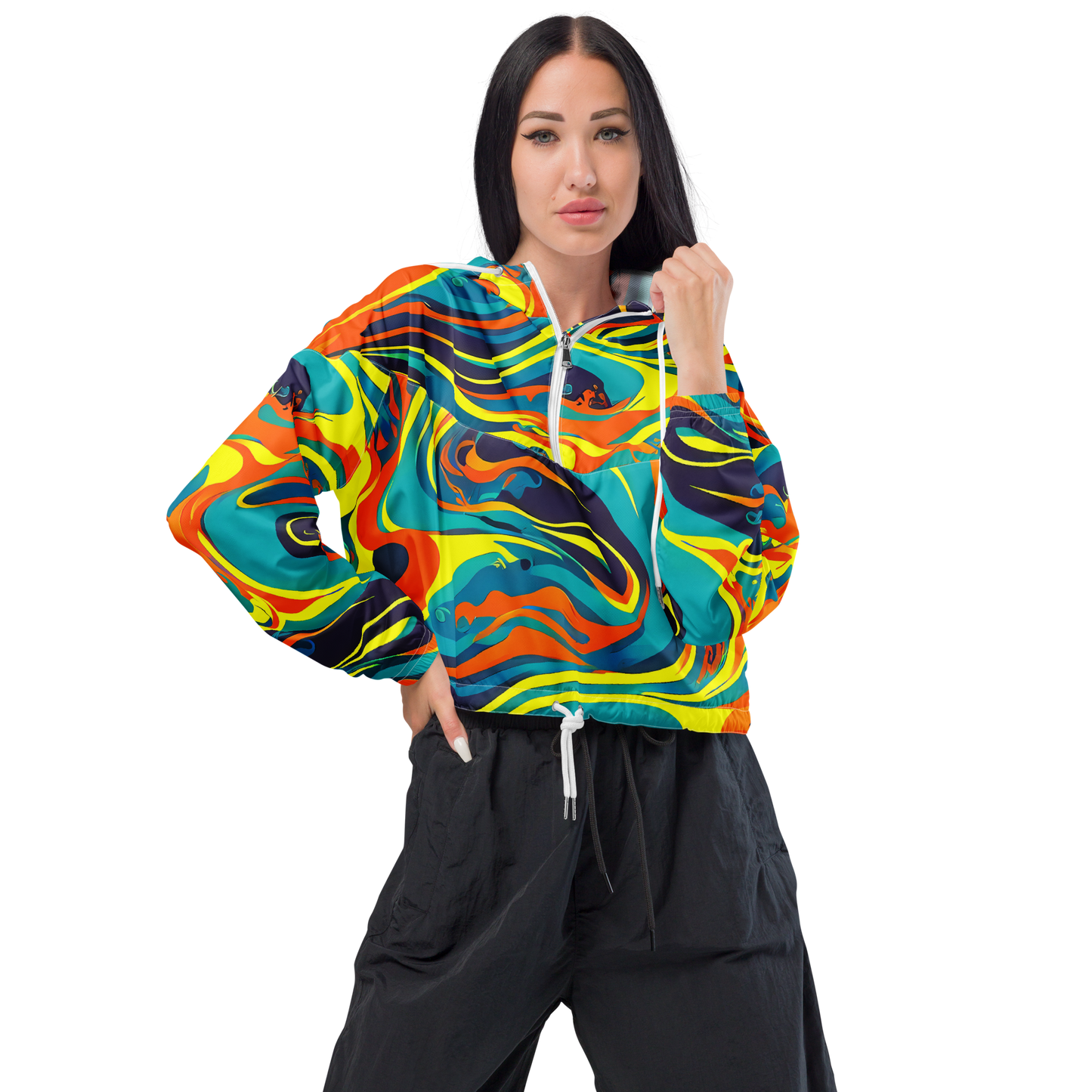 Women's Cropped Windbreaker - Mythic Maelstrom