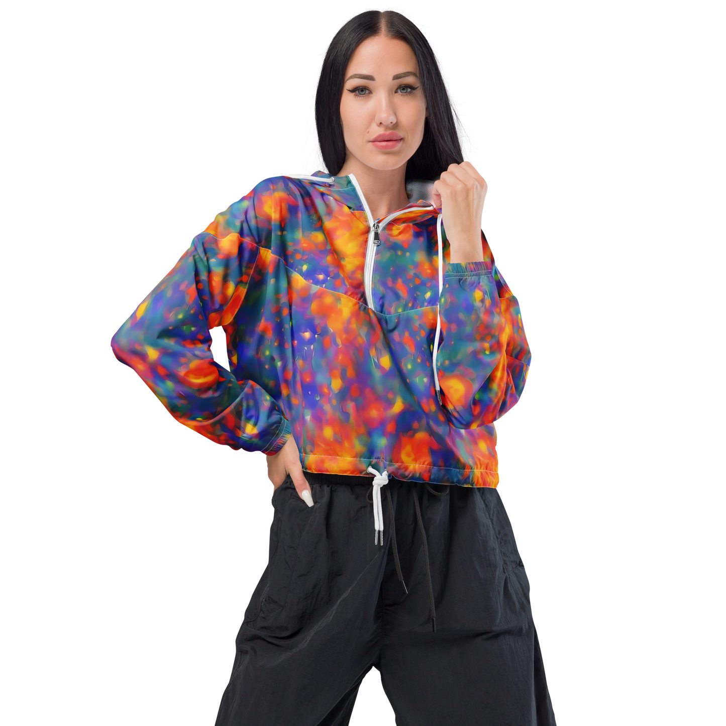 Women's Cropped Windbreaker - Nolde Nebula