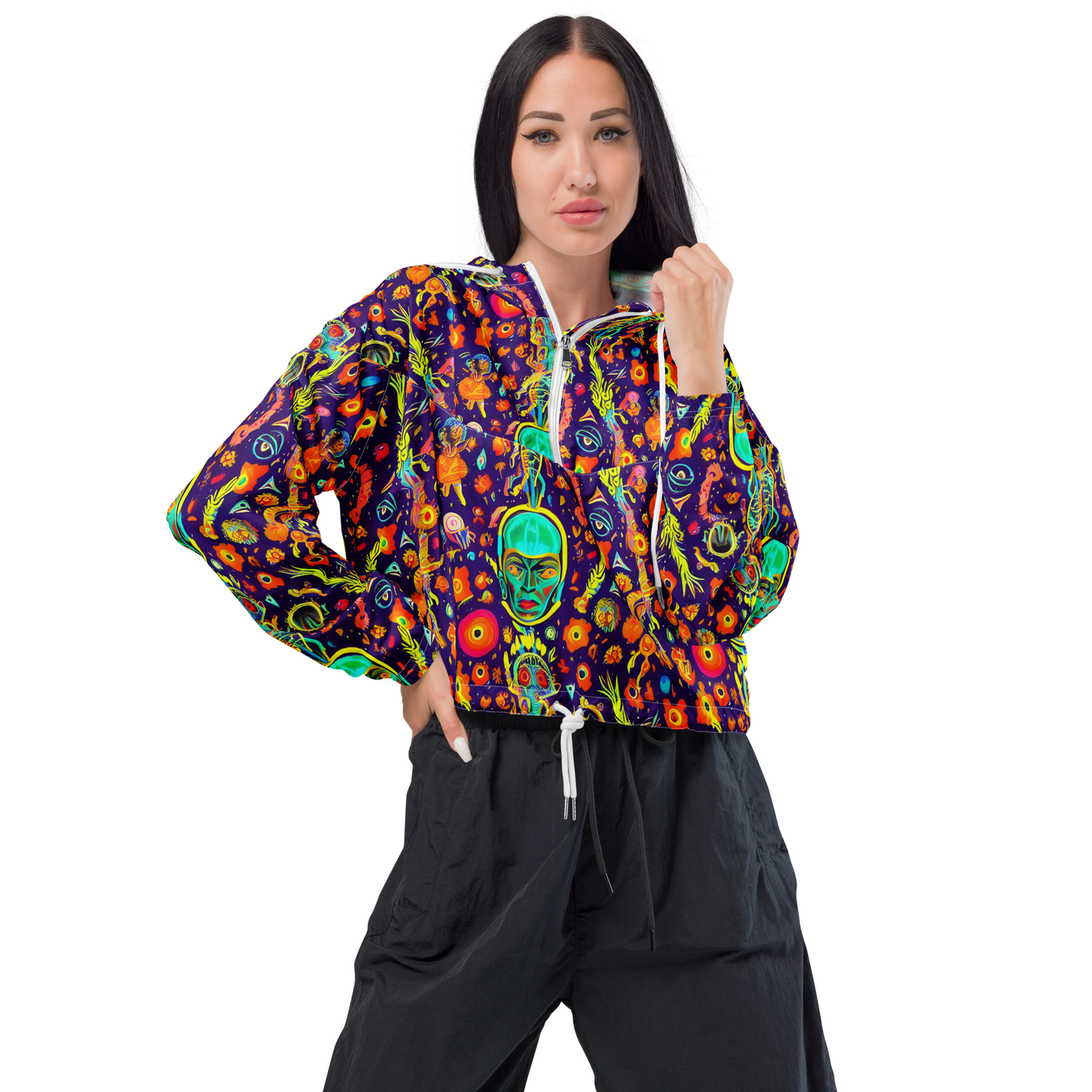 Women's Cropped Windbreaker - Celestial Quirk