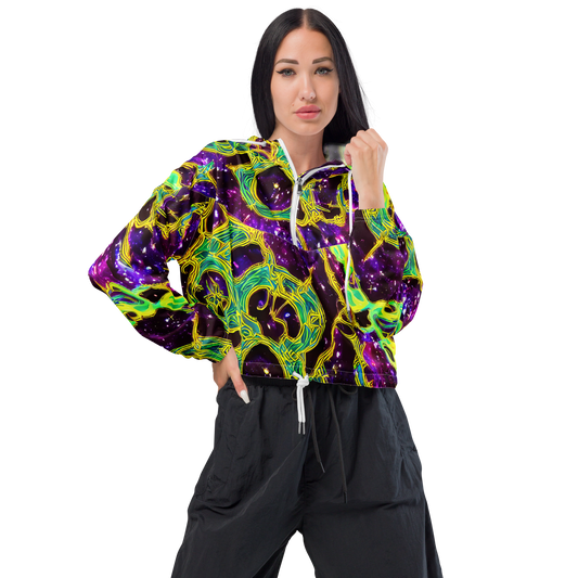 Women's Cropped Windbreaker - Galactic Web