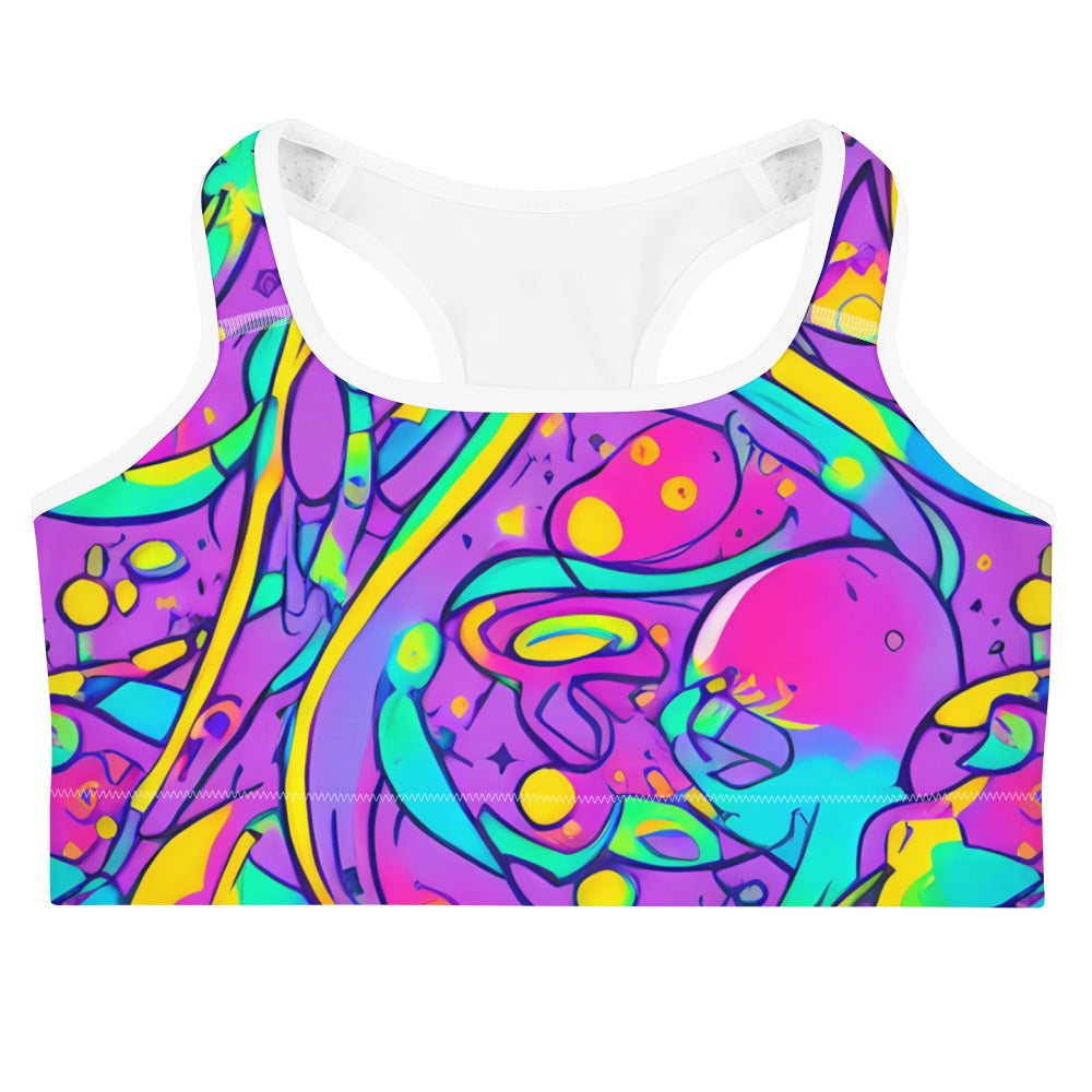 Sports Bra - Neon Galaxy Whirl