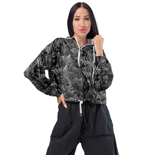 Women's Cropped Windbreaker - Mesmeric Tangles