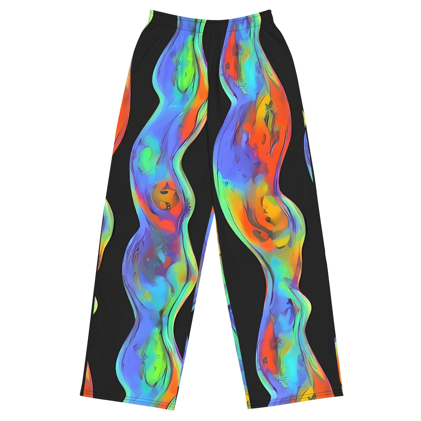 Wide-Leg Pants - Vibrant Vortices