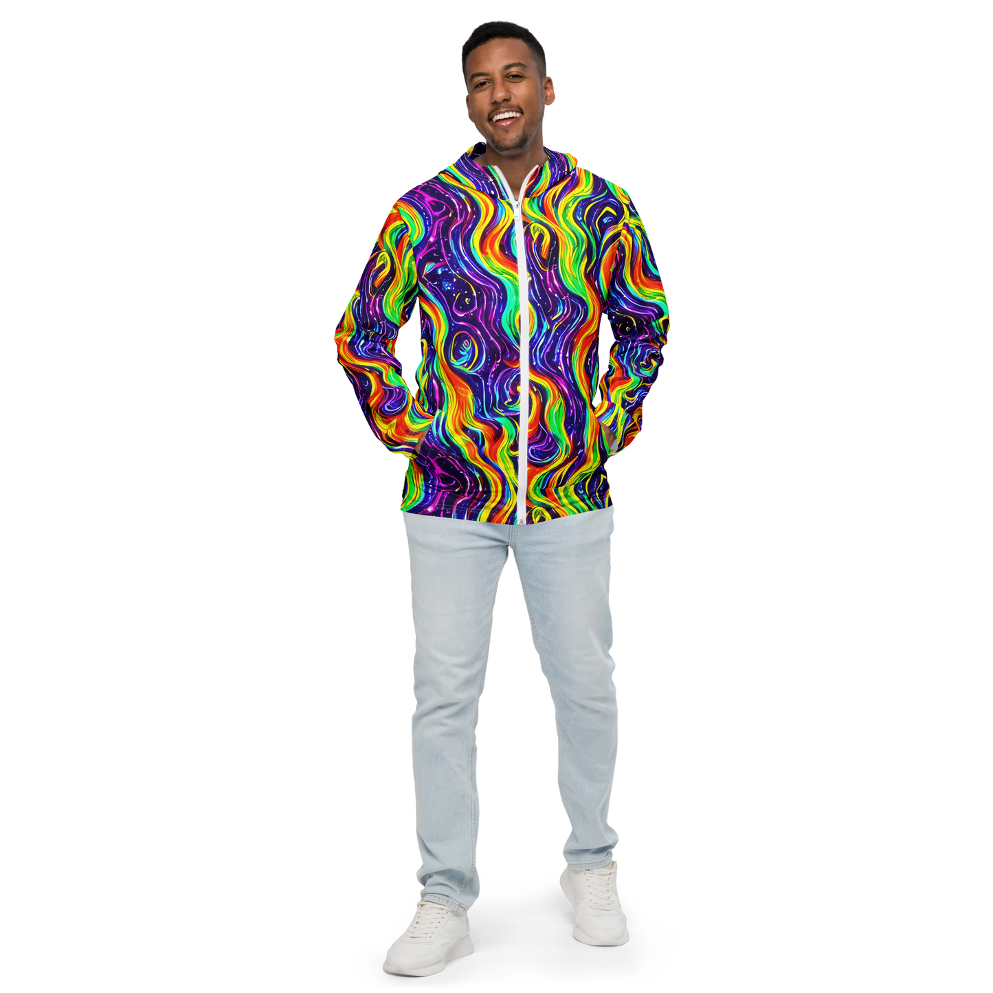 Men's Windbreaker - Galactic Flames