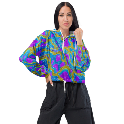 Women's Cropped Windbreaker - Mystic Waves