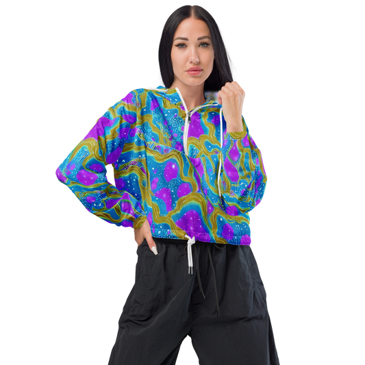 Women's Cropped Windbreaker - Mystic Waves