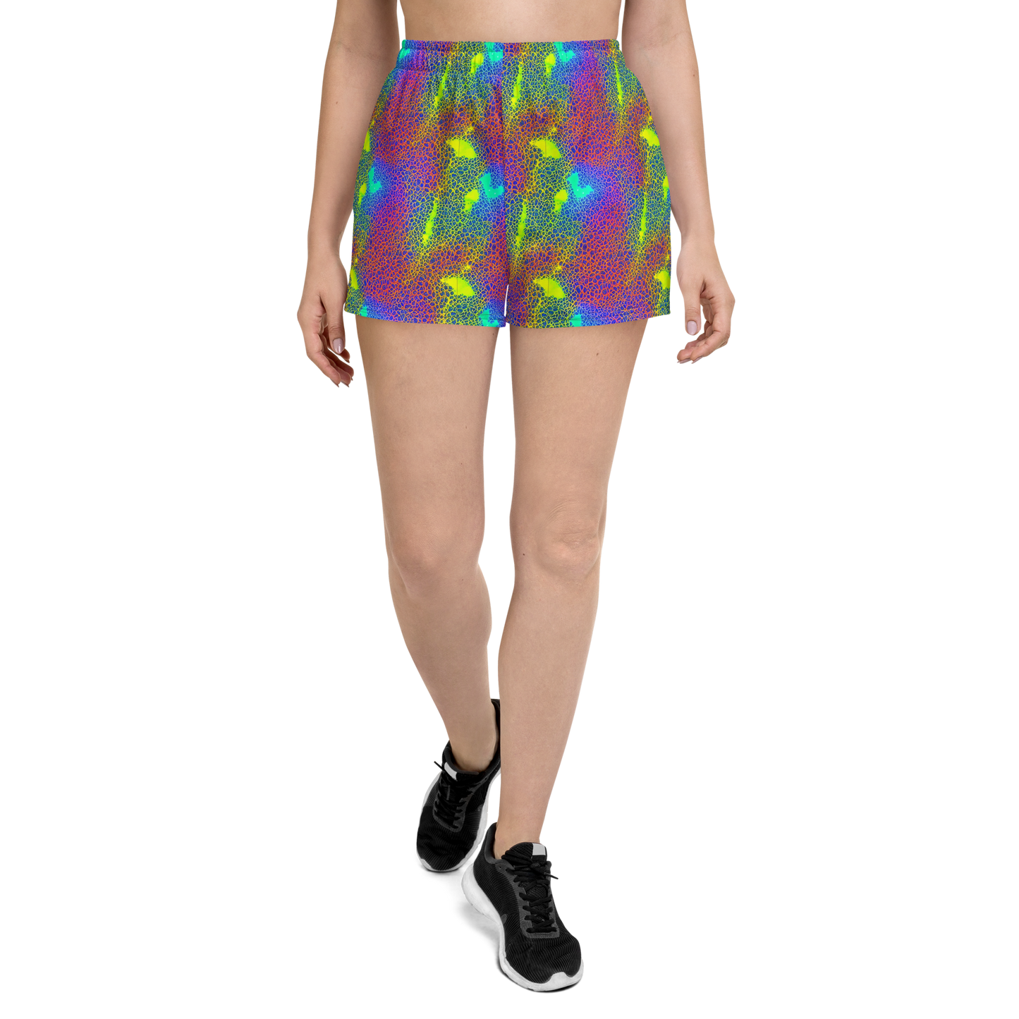 Women’s Athletic Shorts - Prismatic Web