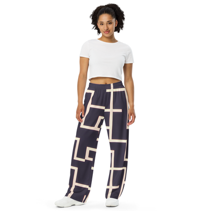 Wide-Leg Pants - Gilded Gridlock