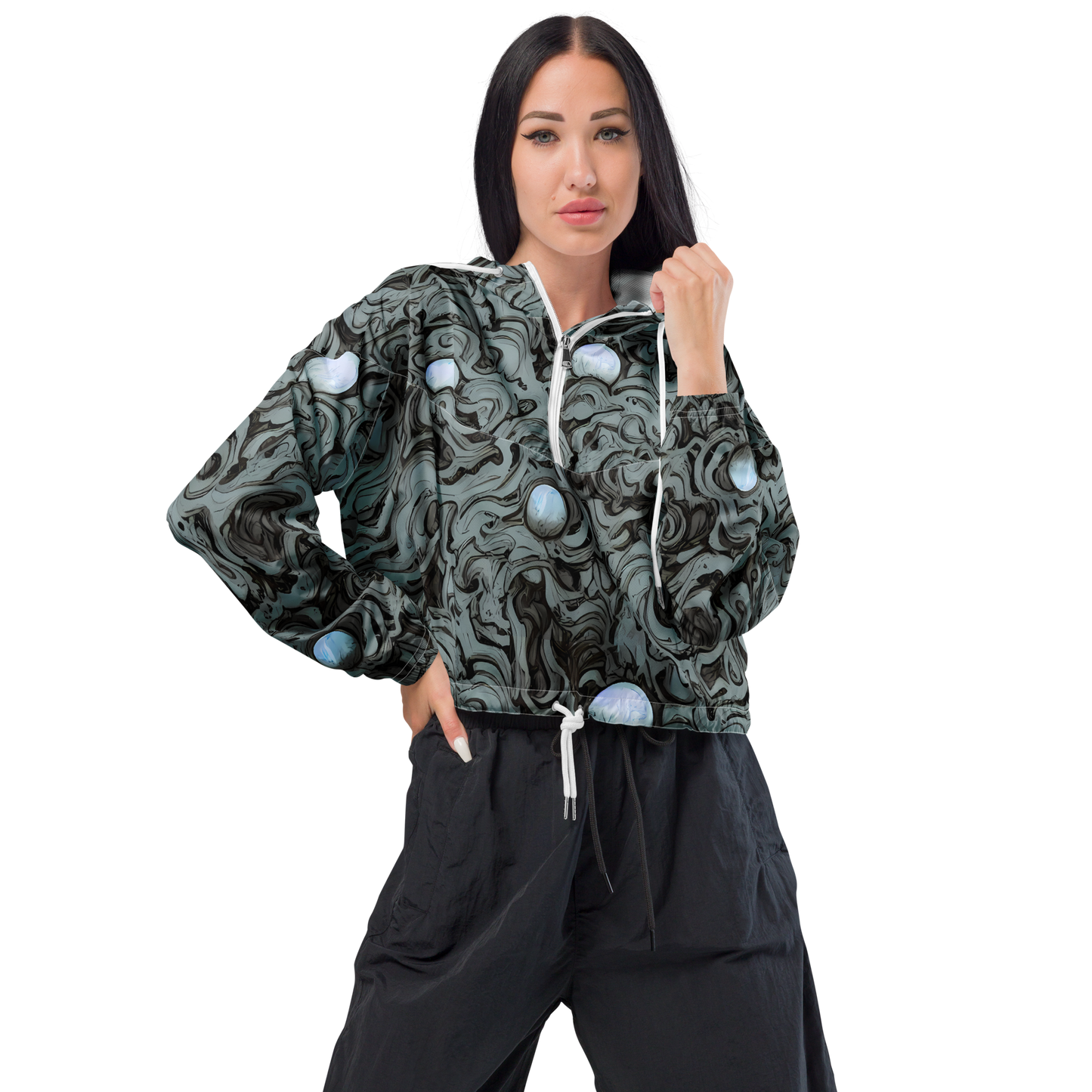Women's Cropped Windbreaker - Caruso Swirl