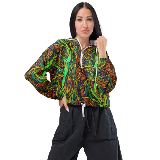 Women's Cropped Windbreaker - Cosmic Garden