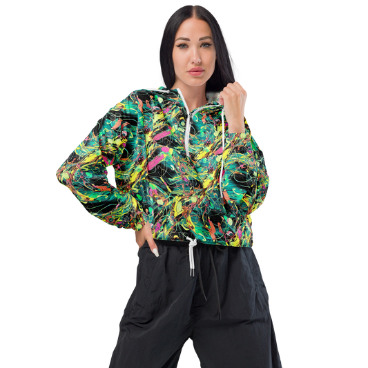 Women's Cropped Windbreaker - Cyborg Whirl