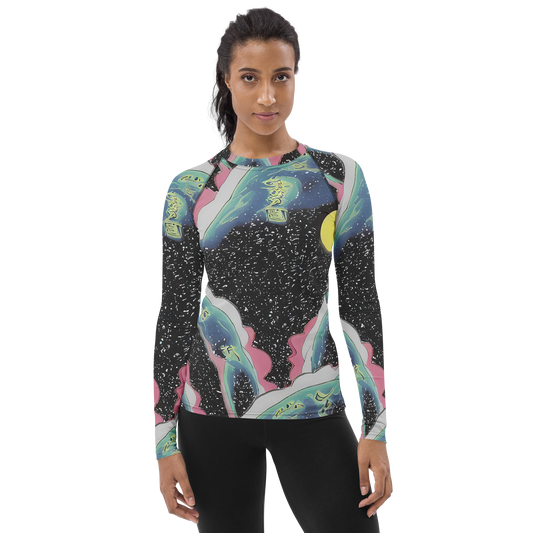 Women's Rash Guard - Lunar Waves