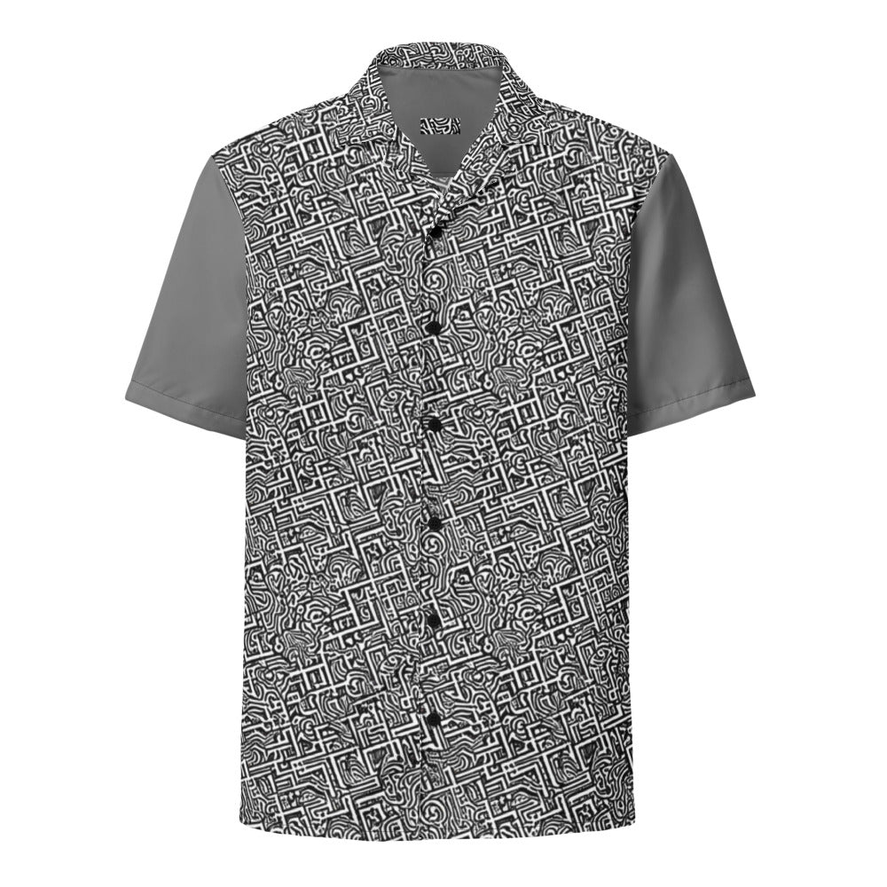 Button Shirt - Monochrome Doodles