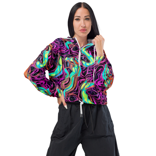 Women's Cropped Windbreaker - Neon Drizzle