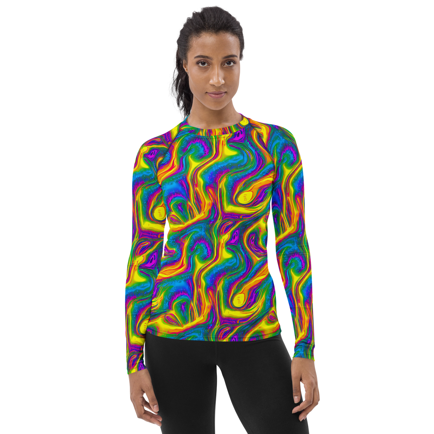 Women's Rash Guard - Electric Aurora