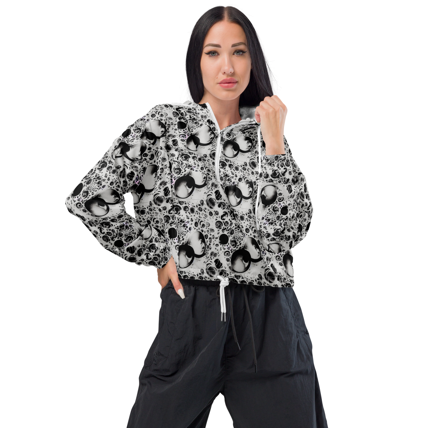 Women's Cropped Windbreaker - Crater Swirl