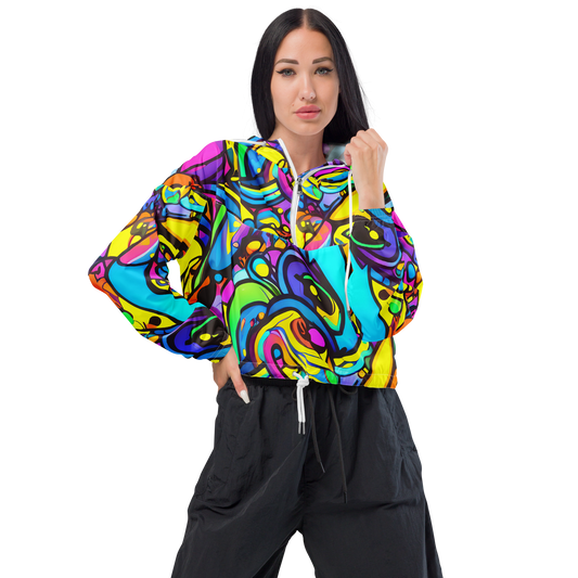 Women's Cropped Windbreaker - Kaleidoscopic Flow