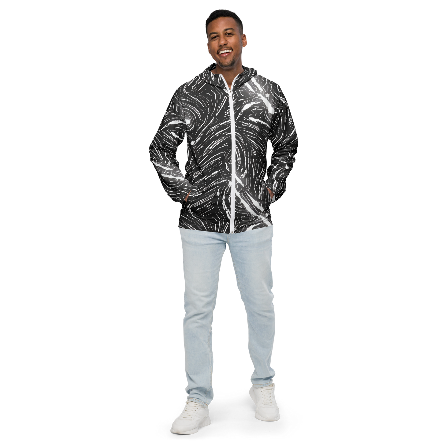 Men's Windbreaker - Silver Swirl