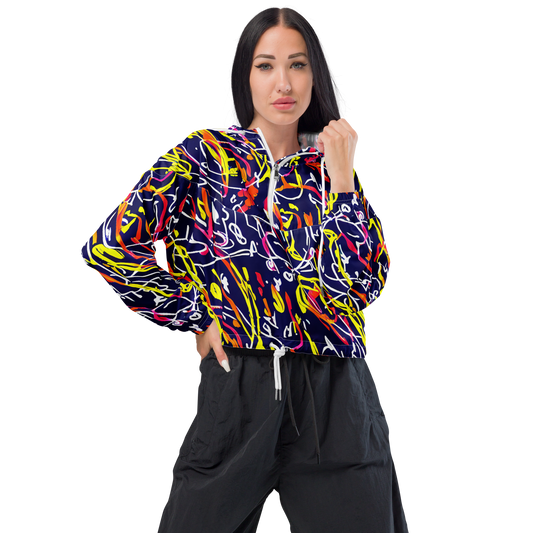 Women's Cropped Windbreaker - Neon Currents