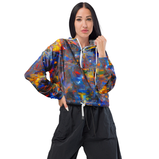 Women's Cropped Windbreaker - Abstract Conflux