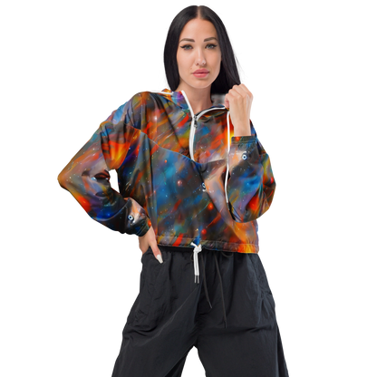 Women's Cropped Windbreaker - Painterly Void