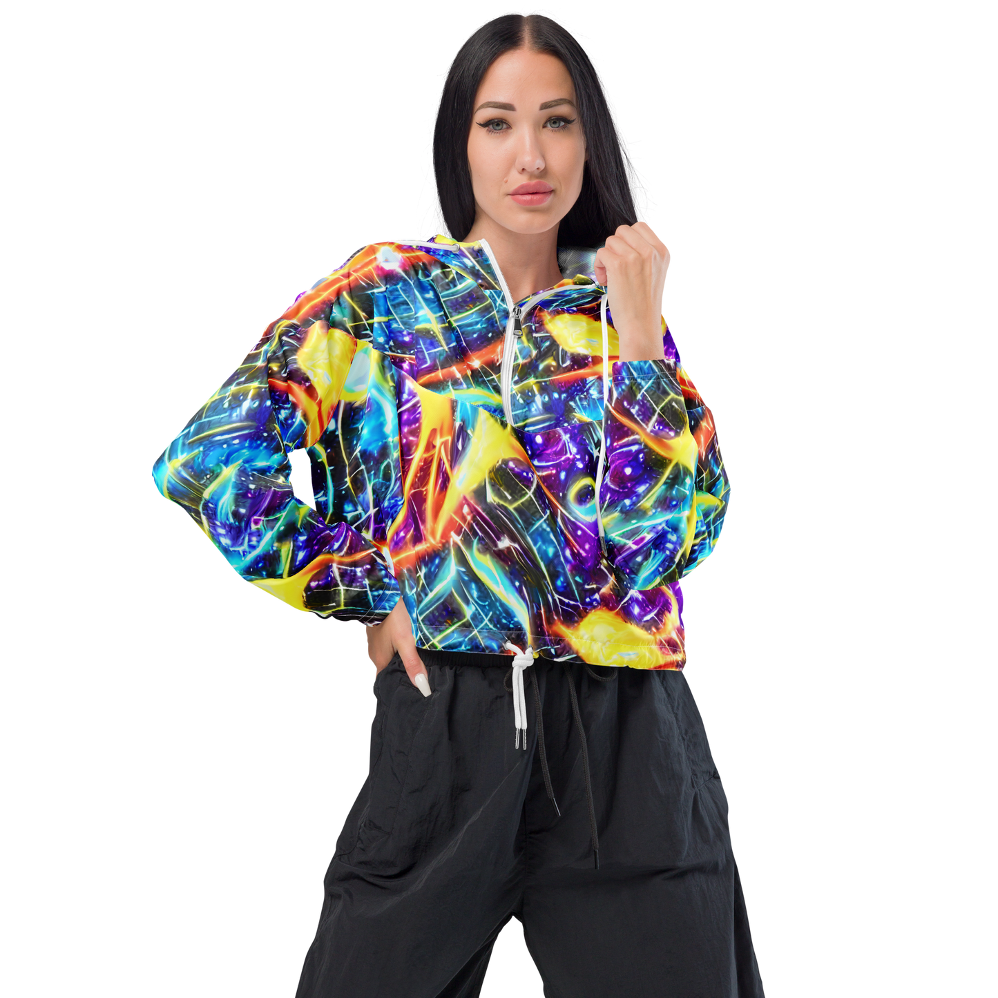 Women's Cropped Windbreaker - Mutant Nebula