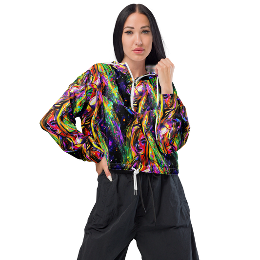 Women's Cropped Windbreaker - Galactic Flamenco