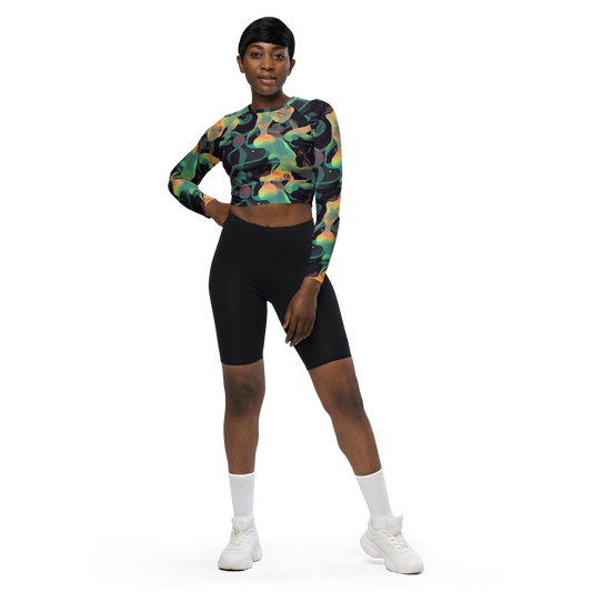 Long Sleeve Crop Top - Astral Rhythms