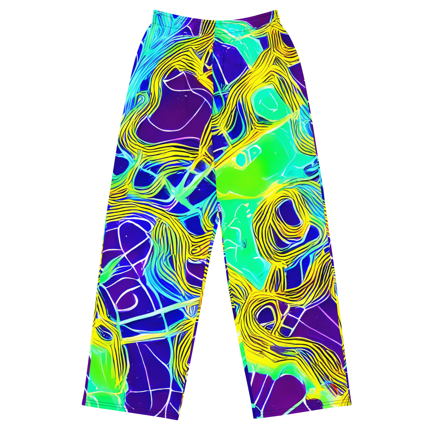 Wide-Leg Pants - Neon Jungle Rhapsody