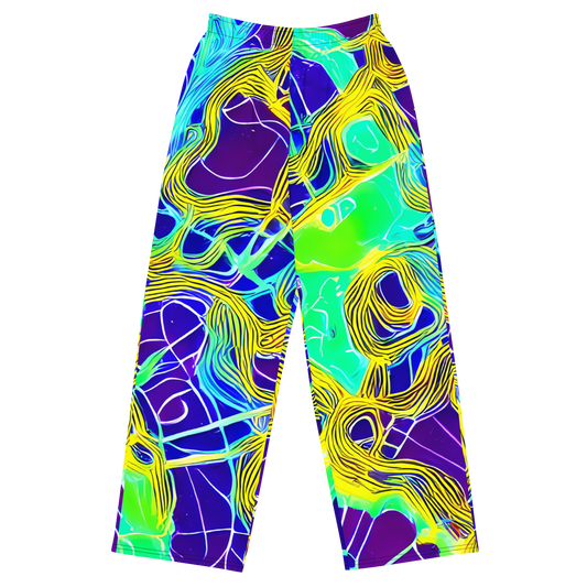 Wide-Leg Pants - Neon Jungle Rhapsody