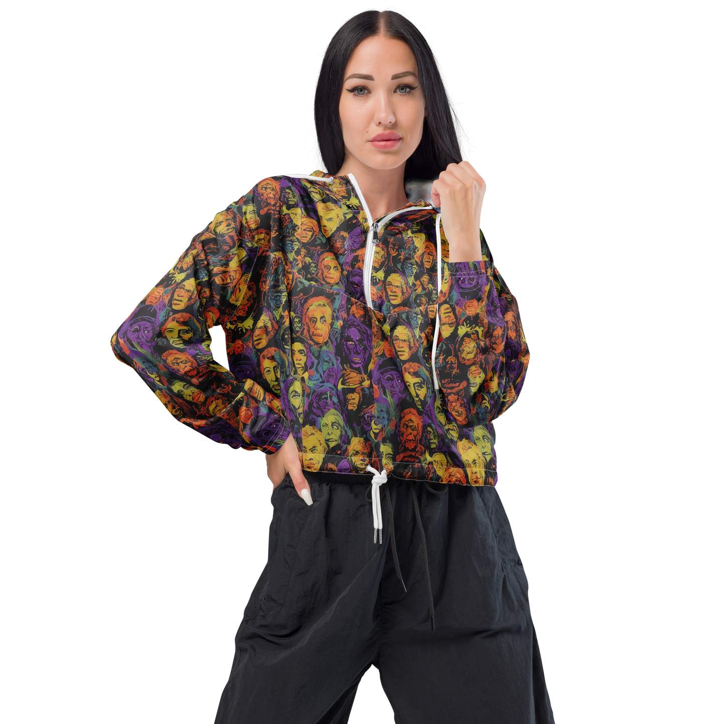 Women's Cropped Windbreaker - Kaleidoscopic Spirits