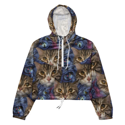 Women's Cropped Windbreaker - Feline Fantasy