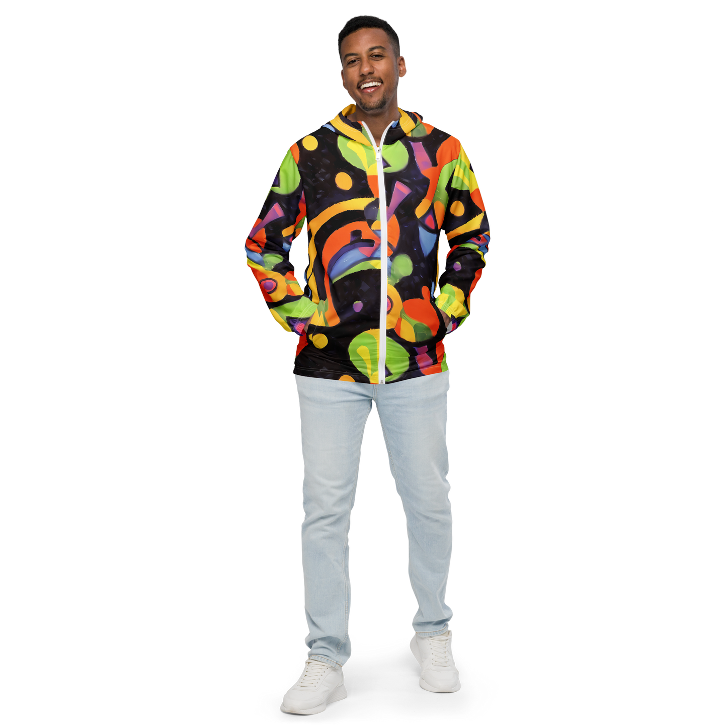 Men's Windbreaker - Neon Symphony