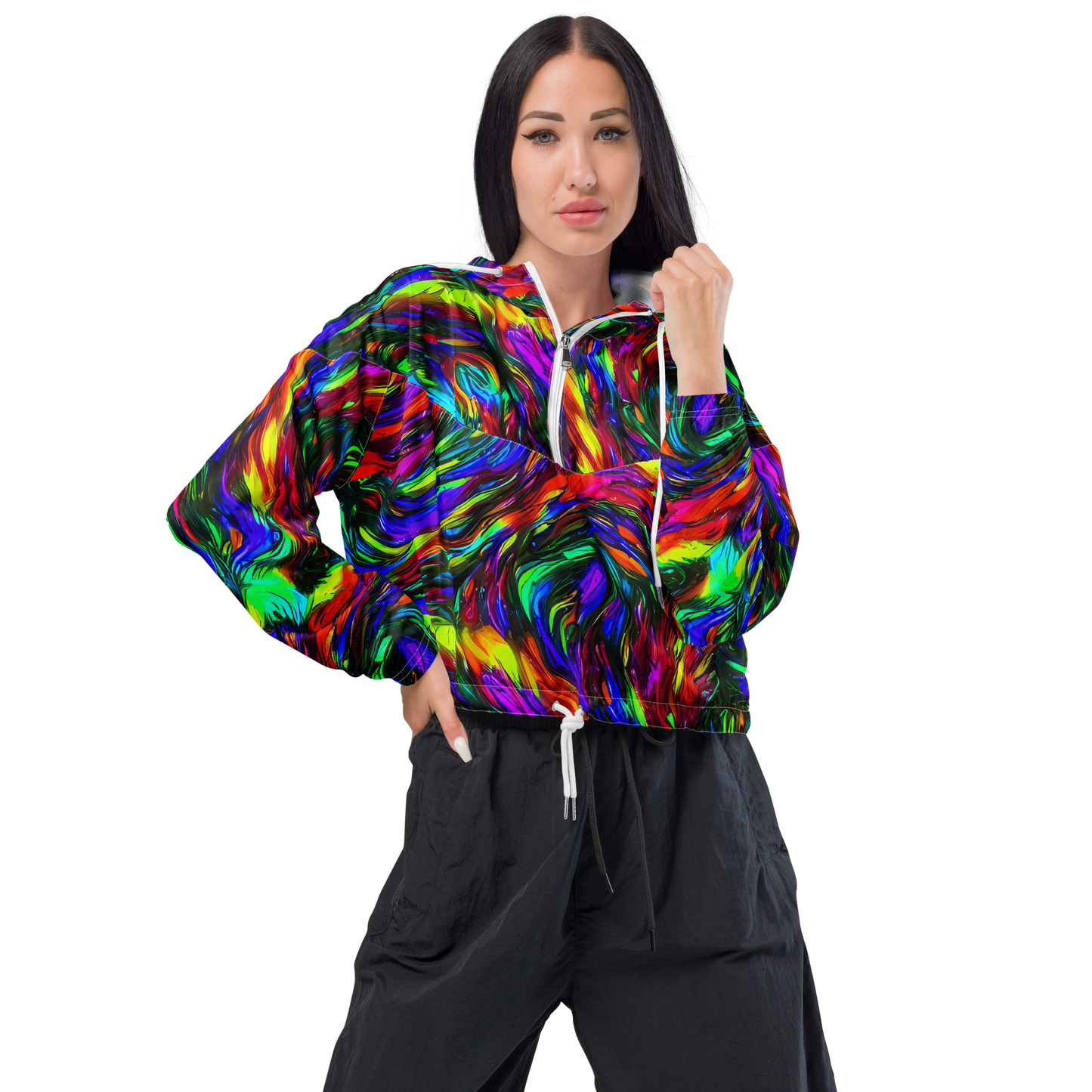 Women's Cropped Windbreaker - Calraet Swirl