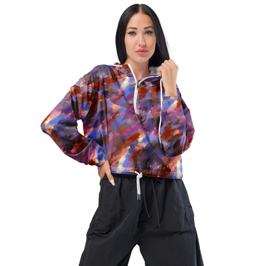 Women's Cropped Windbreaker - Celestial Brushstroke