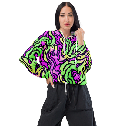 Women's Cropped Windbreaker - Mintchine Maze