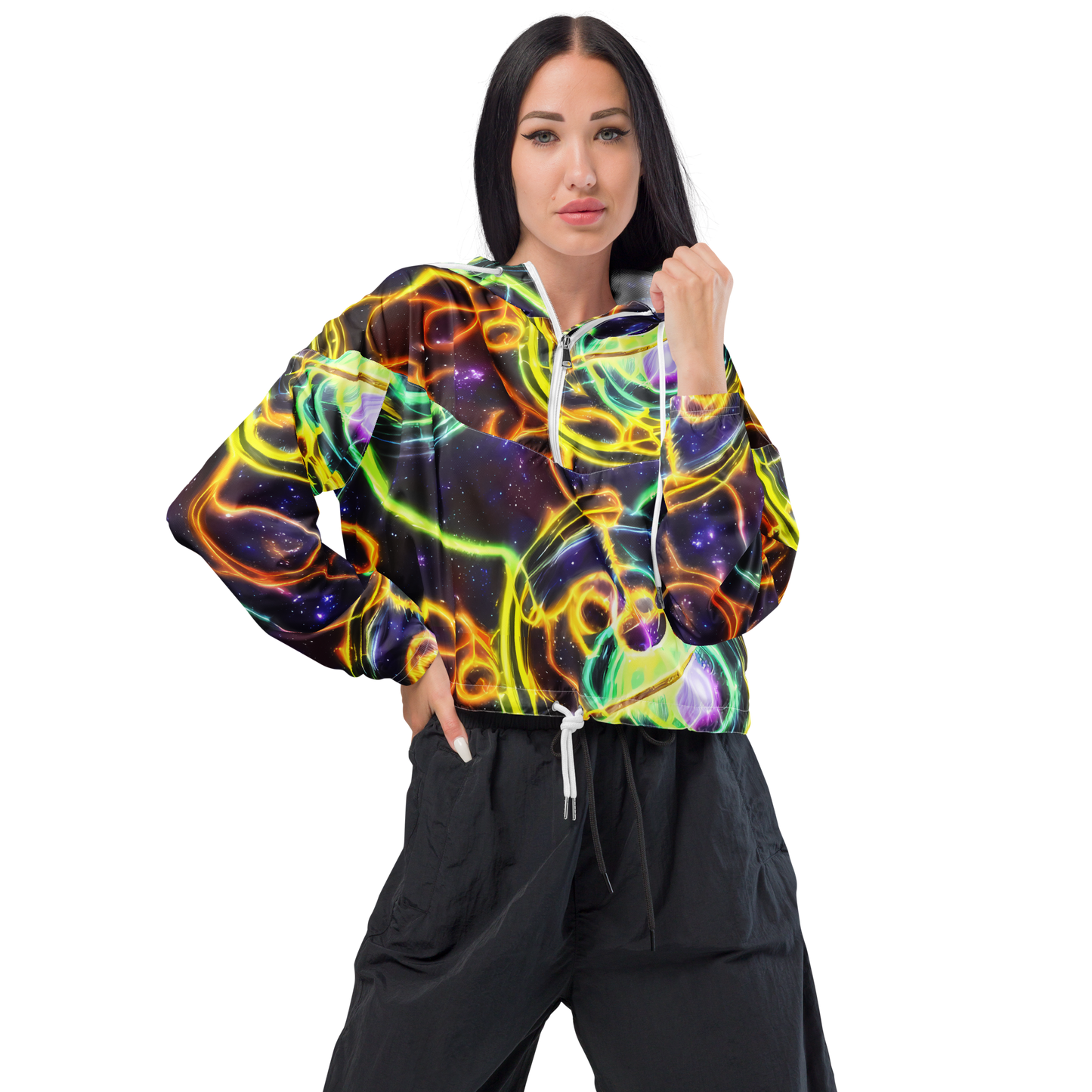 Women's Cropped Windbreaker - Carracci Cosmos