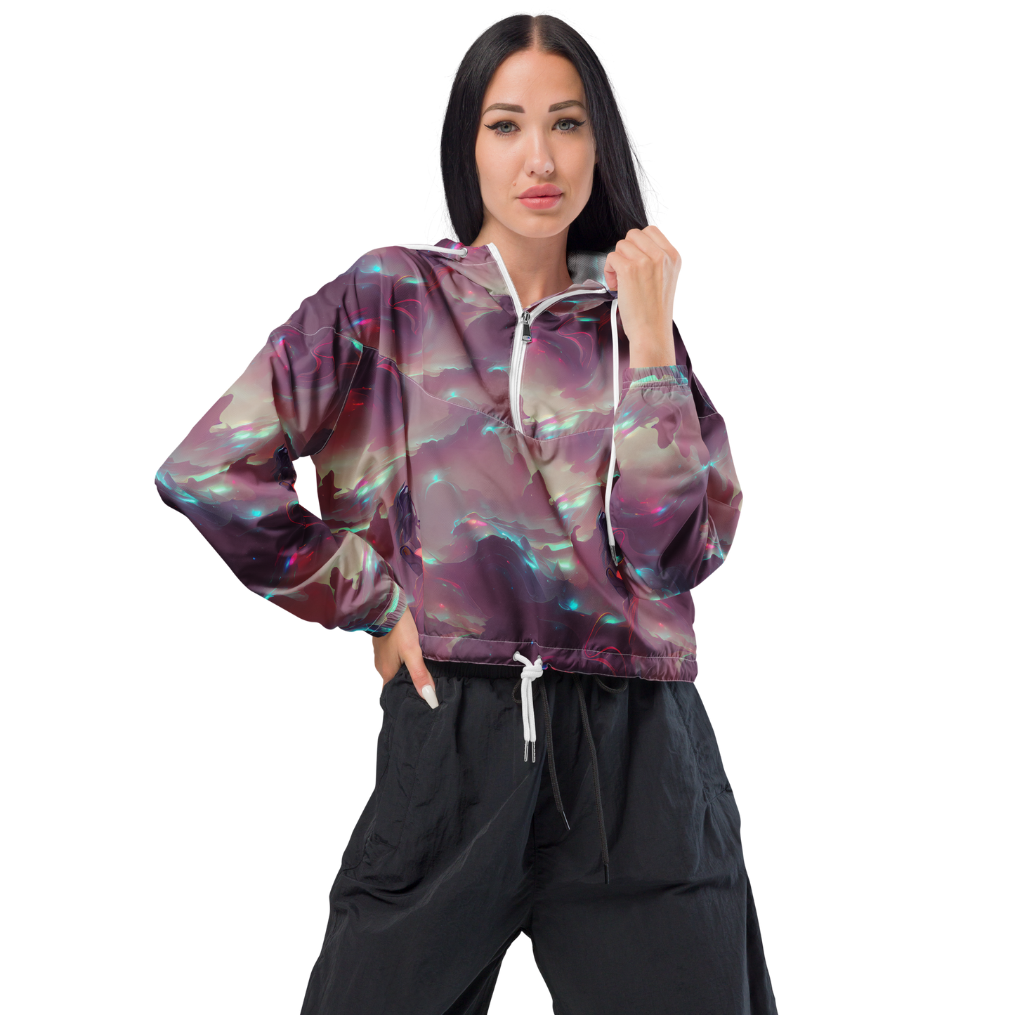 Women's Cropped Windbreaker - Astral Illusions