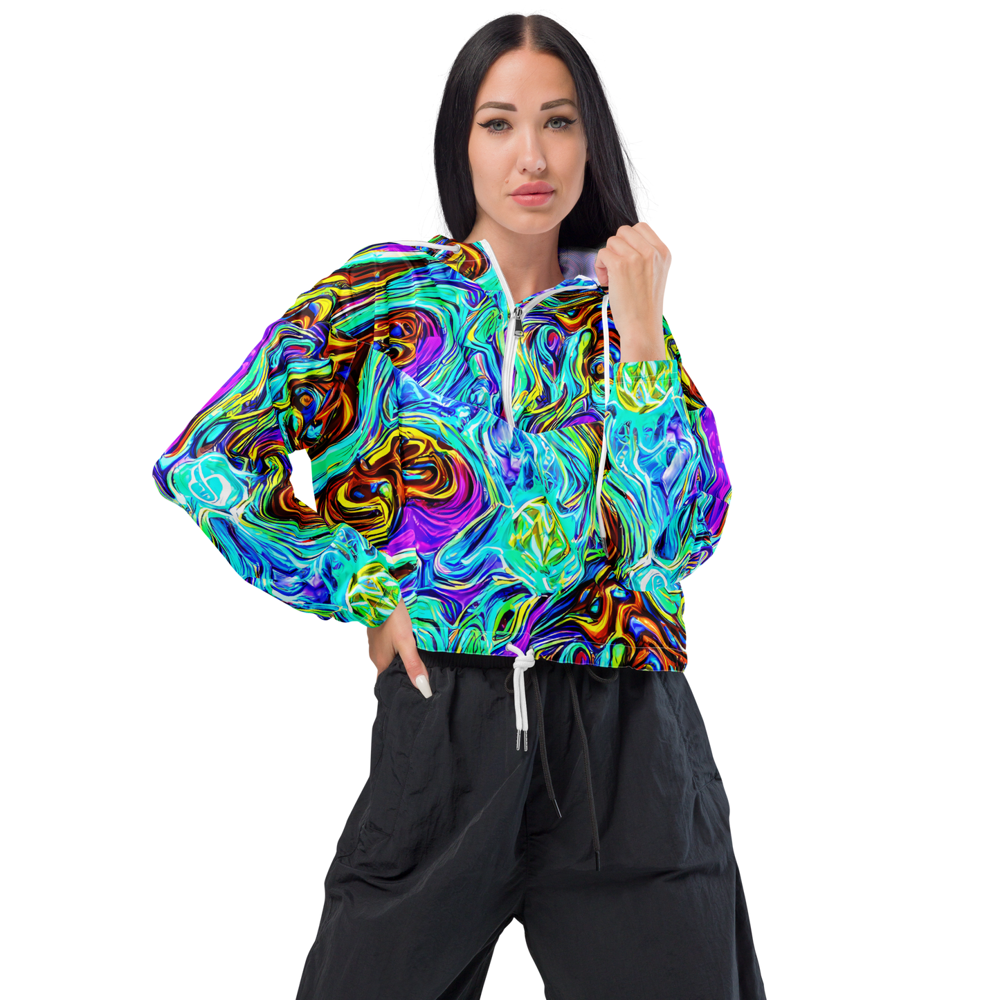 Women's Cropped Windbreaker - Mystic Iridescence