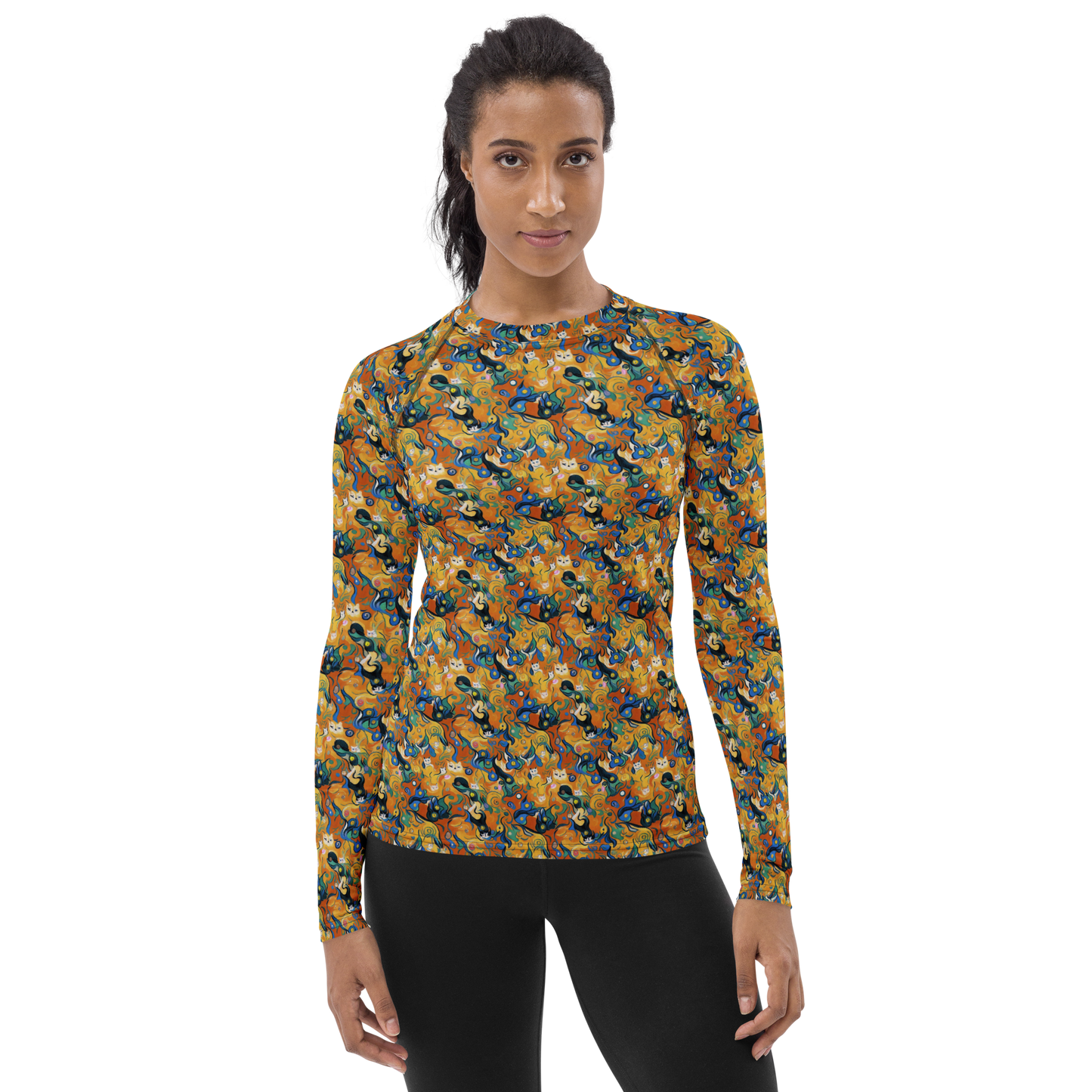 Women's Rash Guard - Whimsical Feline Dance