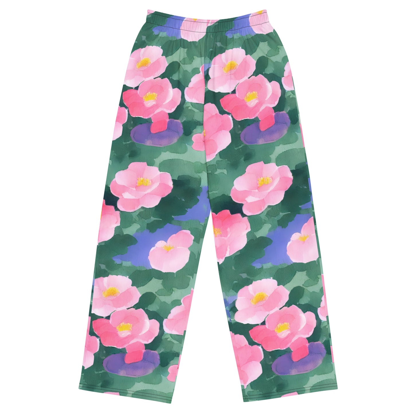 Wide-Leg Pants - Pink Blossom Serenade