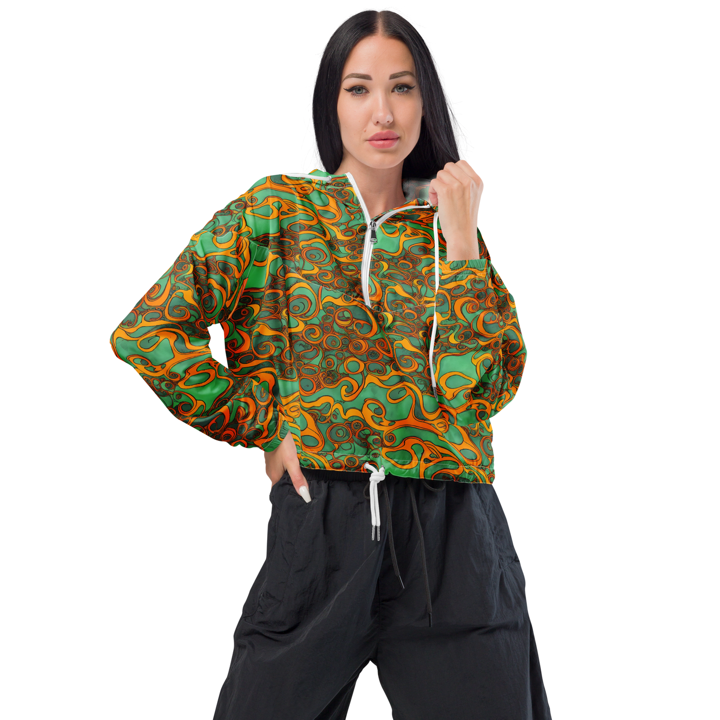 Women's Cropped Windbreaker - Nebula Nodes