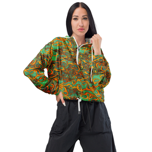 Women's Cropped Windbreaker - Nebula Nodes