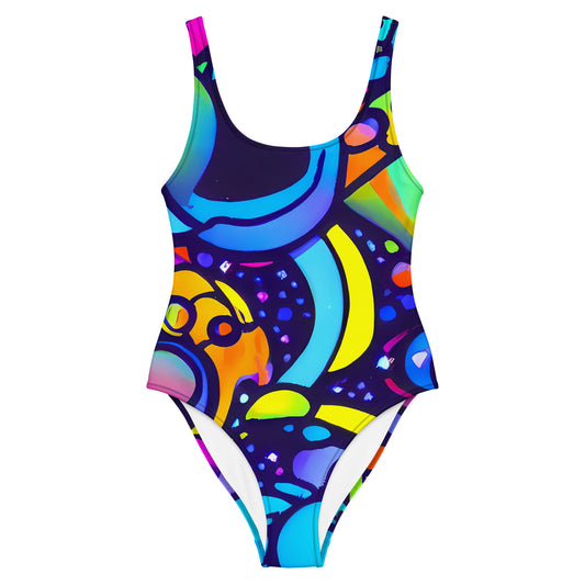 One-Piece Swimsuit - Neon Graffscape