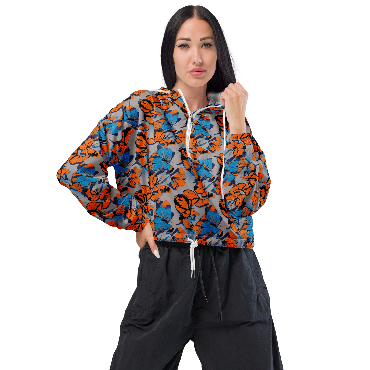 Women's Cropped Windbreaker - Flutter Wave